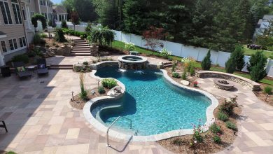 gunite pool and natural stone patio